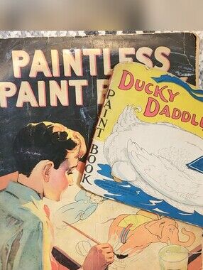 Vntg 30s Paint With Water Books Lot Of 2